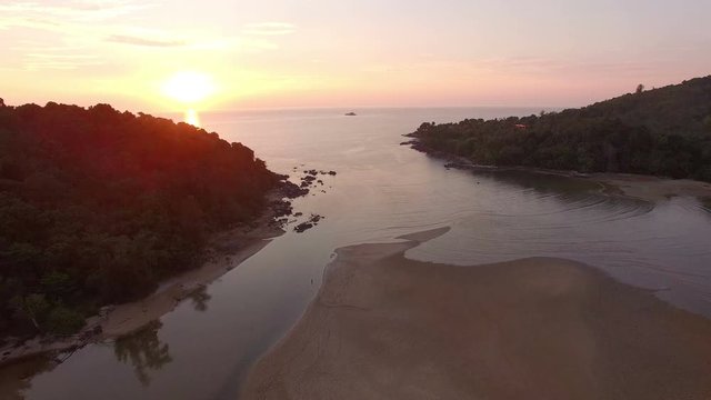 stunning sunset at Kala island. Layan beach and Bangtoa beach is the same beach the left side is Bangtoa beach the right side is Layan beach in the end of Layan beach has Kala island
