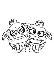 paar pärchen liebe verliebt 2 freunde mädchen frau weiblich hübsch schön girl haarig groß gefährlich gnom frech klein monster horror halloween böse ork troll comic cartoon clipart