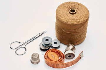 scissors, tape and reel