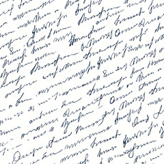 Seamless background pattern. Imitation of a Incline abstract vintage lettering on white surface. Unreadable text.