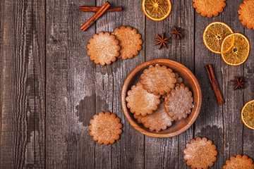 Ginger Cookies topped with powdered sugar.