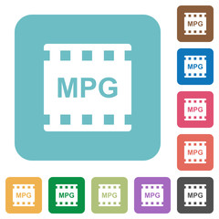 MPG movie format rounded square flat icons