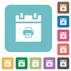 Print schedule item rounded square flat icons