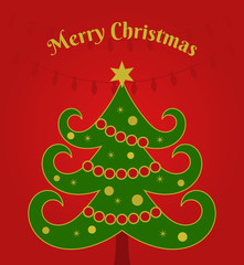 Christmas tree on red background