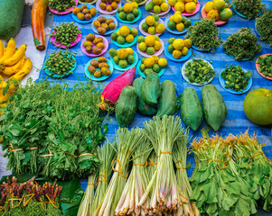 Variety of Vegetables The raw materials used in cooking are sold