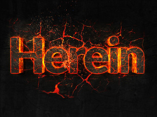 Herein Fire text flame burning hot lava explosion background.