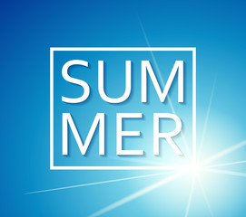 Summer poster with sun . Vector illustration