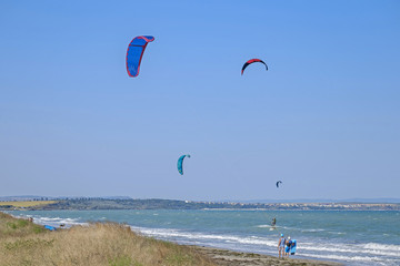 Kite surfers camping panorama 3