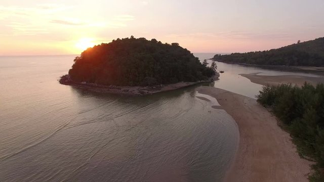 stunning sunset at Kala island. Layan beach and Bangtoa beach is the same beach the left side is Bangtoa beach the right side is Layan beach in the end of Layan beach has Kala island
