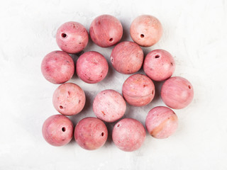 beads from natural pink rhodonite gemstone