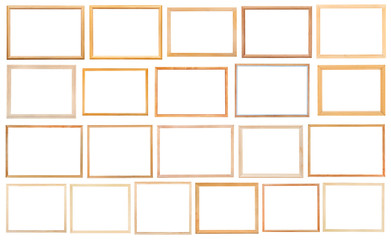 simple narrow wooden picture frames isolated