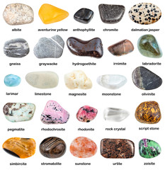 collection of natural mineral gemstones with name