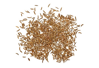 Cumin seeds isolated on white background, top view