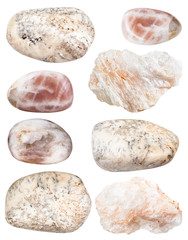 Fototapeta na wymiar various albite gem stones isolated on white