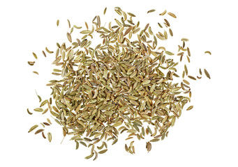 Fennel seeds on white background, top view