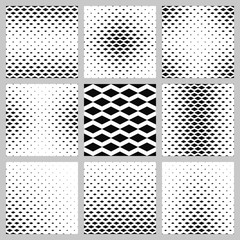 Black and white horizontal rhombus pattern background set
