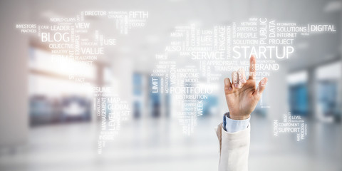 World map in office interior as symbol for international busines