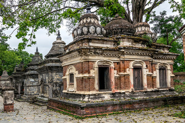 old stone stupas in hinduist temple in kathmandu. nepal.