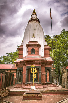 old stone stupas in hinduist temple in kathmandu. nepal.