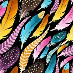 Schilderijen op glas Decorative feathers seamless © olga_igorevna