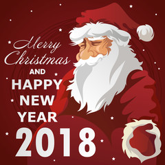 2018. portrait of Santa Claus. Christmas. vector illustration