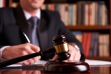 Judge or lawyer working with agreement