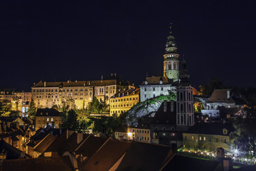 Fototapeta na wymiar View of Cesky Krumlov at night, Czech republic