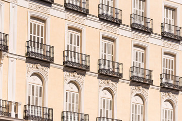 Fototapeta na wymiar Facade of a building close-up, Madrid, Spain. Close-up.