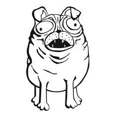 Obraz na płótnie Canvas Silly Pug Cartoon