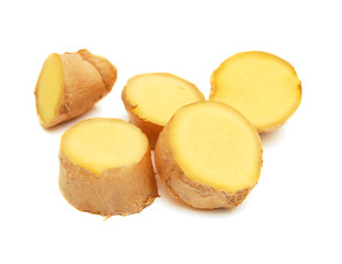 fresh ginger on a white background