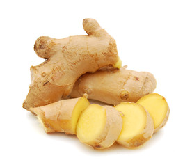 fresh ginger on a white background