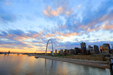 St. Louis, Missouri and the Gateway Arch from Eads Bridge.