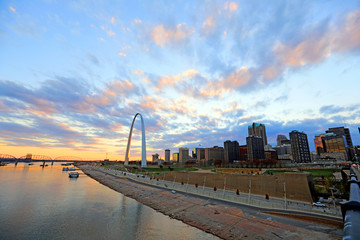 St. Louis, Missouri and the Gateway Arch from Eads Bridge.