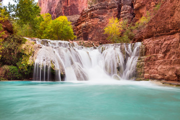 Beaver Falls Waterfall with bright blue water