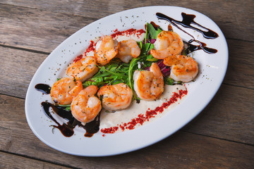 a dish of shrimp
