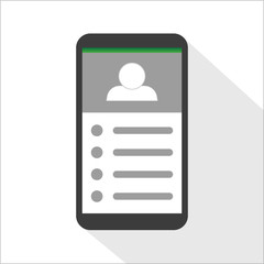 Smartphone with contact details on gray background