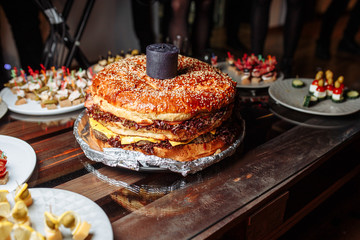 Big burger cake. Big cheeseburger . Big sandwich