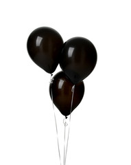 Bunch of three big black latex balloons for birthday party