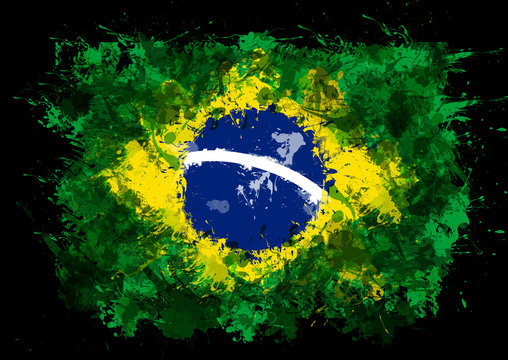 Bandeira brasil pintada fundo preto