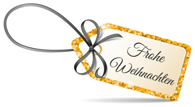 Frohe Weihnachten Geschenk Anh&auml;nger gold schwarz isoliert