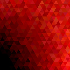 Geometrical abstract regular triangle background - trendy mosaic vector graphic design with red triangles on black background