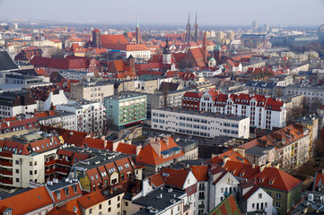 Fototapeta na wymiar View of the city of Wroclaw in Poland