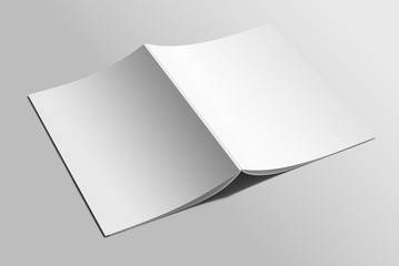 Blank A4 photorealistic brochure mockup on light grey background. 