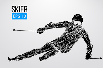 Silhouette of skier isolated. Vector illustration