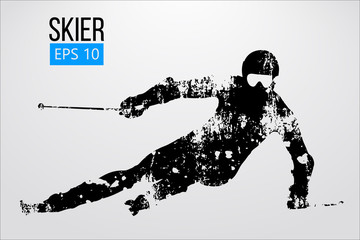 Silhouette of skier isolated. Vector illustration