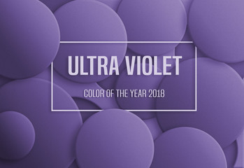 Color of the year 2018 Ultra Violet, abstract background. Bubbles with different trendy violet shadows, frame and text. - 183840767