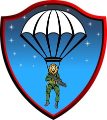 Leão Paraquedista Armado no Escudo