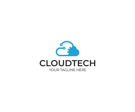 Cloud Technology Logo Template. Cloud Computing Vector Design. Hosting Illustration