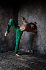 Naklejka na ściany i meble Dancing man, Yoga, Capoeira, Dance, beauty movement