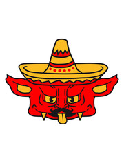 kopf gesicht mustache schnurrbart mexikaner hut sombrero südamerika party feiern rasseln musik gnom frech klein monster horror halloween böse ork troll comic cartoon clipart